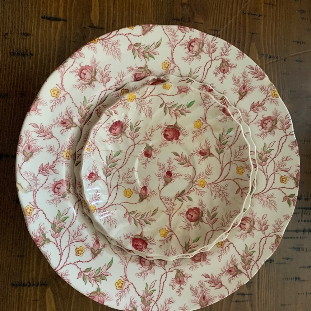 Set of 3 Copeland Spode “Rosebud Chintz” Bread, Salad and Bowl Floral Multicolor